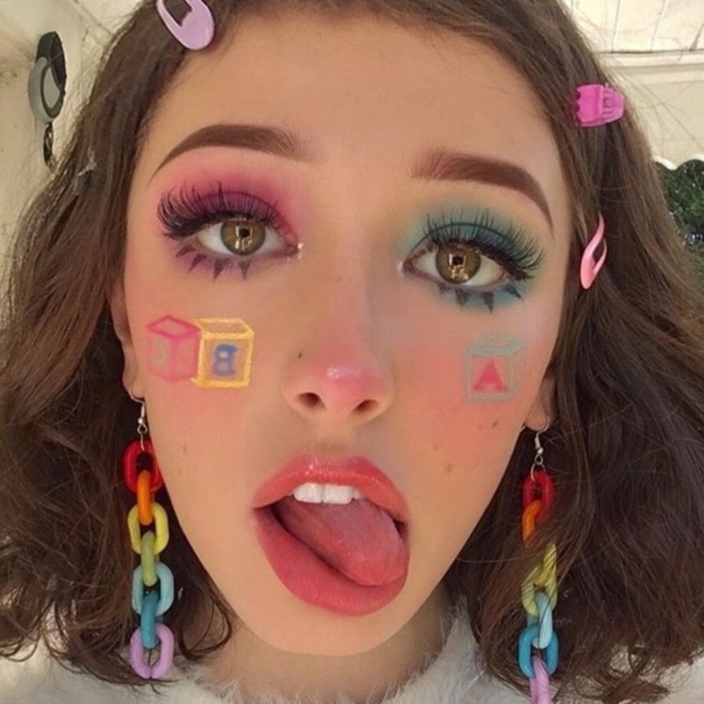 colorful link charm earrings